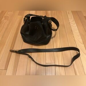 Jerome Dreyfuss Black Leather Crossbody Bucket Bag with Gold Hardware